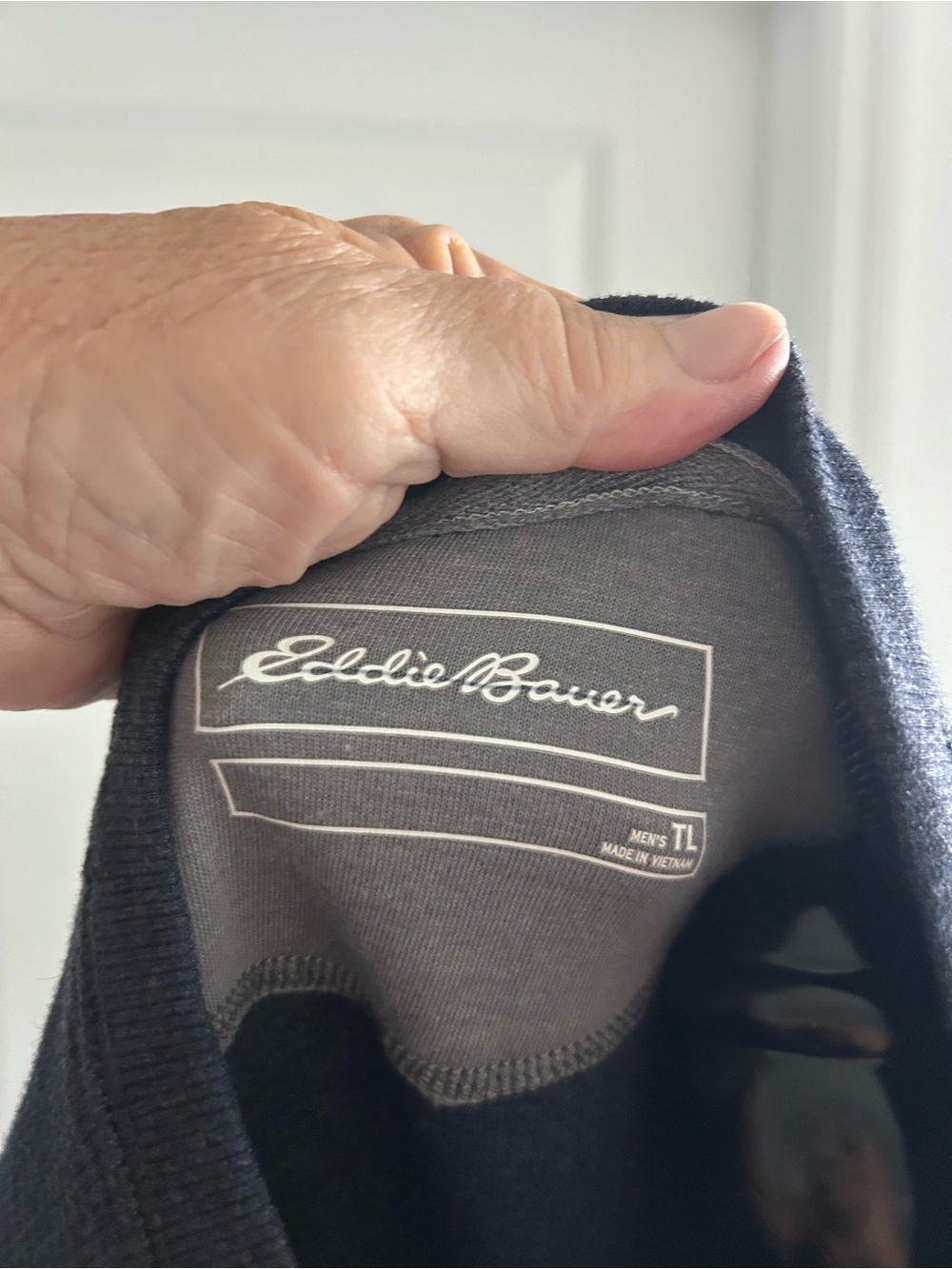 Eddie Bauer Men's Navy Crewneck Sweater - Classic Long Sleeve Tall Large - Picture 3 of 3
